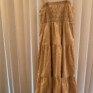 Never worn Smocked Tiered Maxi Dress in tan